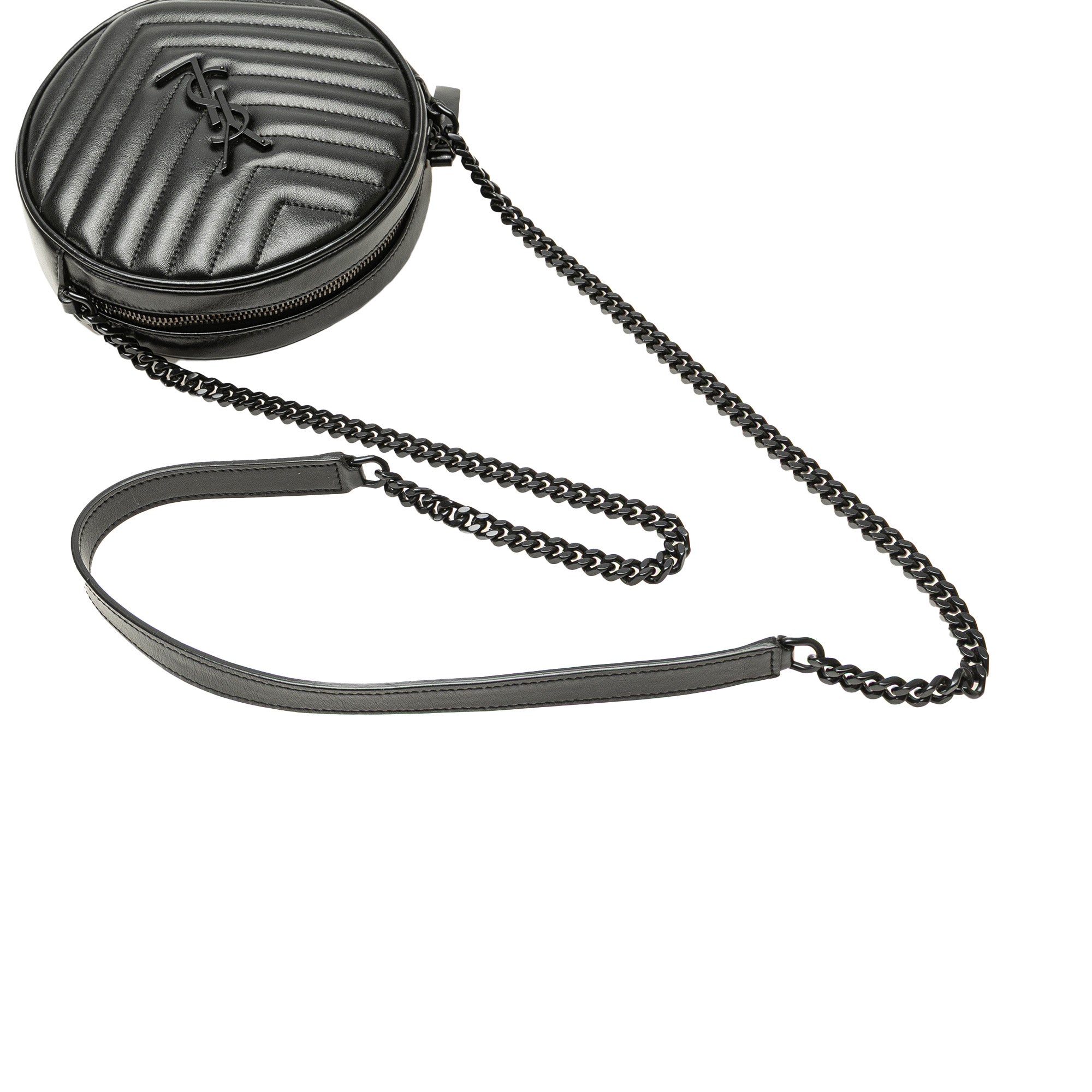 Chevron Calfskin Round Vinyle Camera Bag