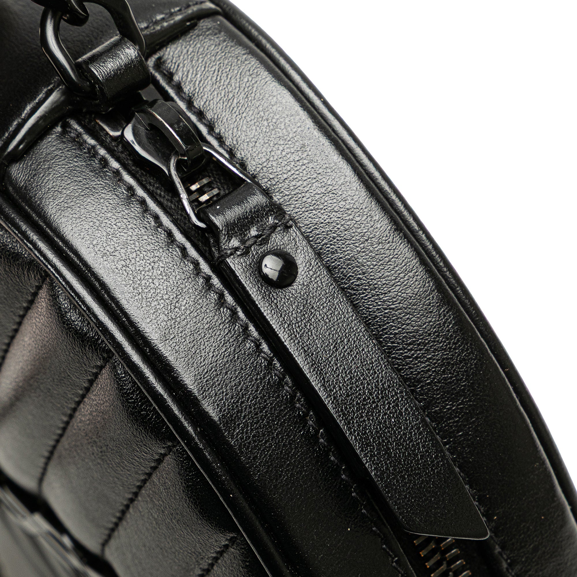 Chevron Calfskin Round Vinyle Camera Bag