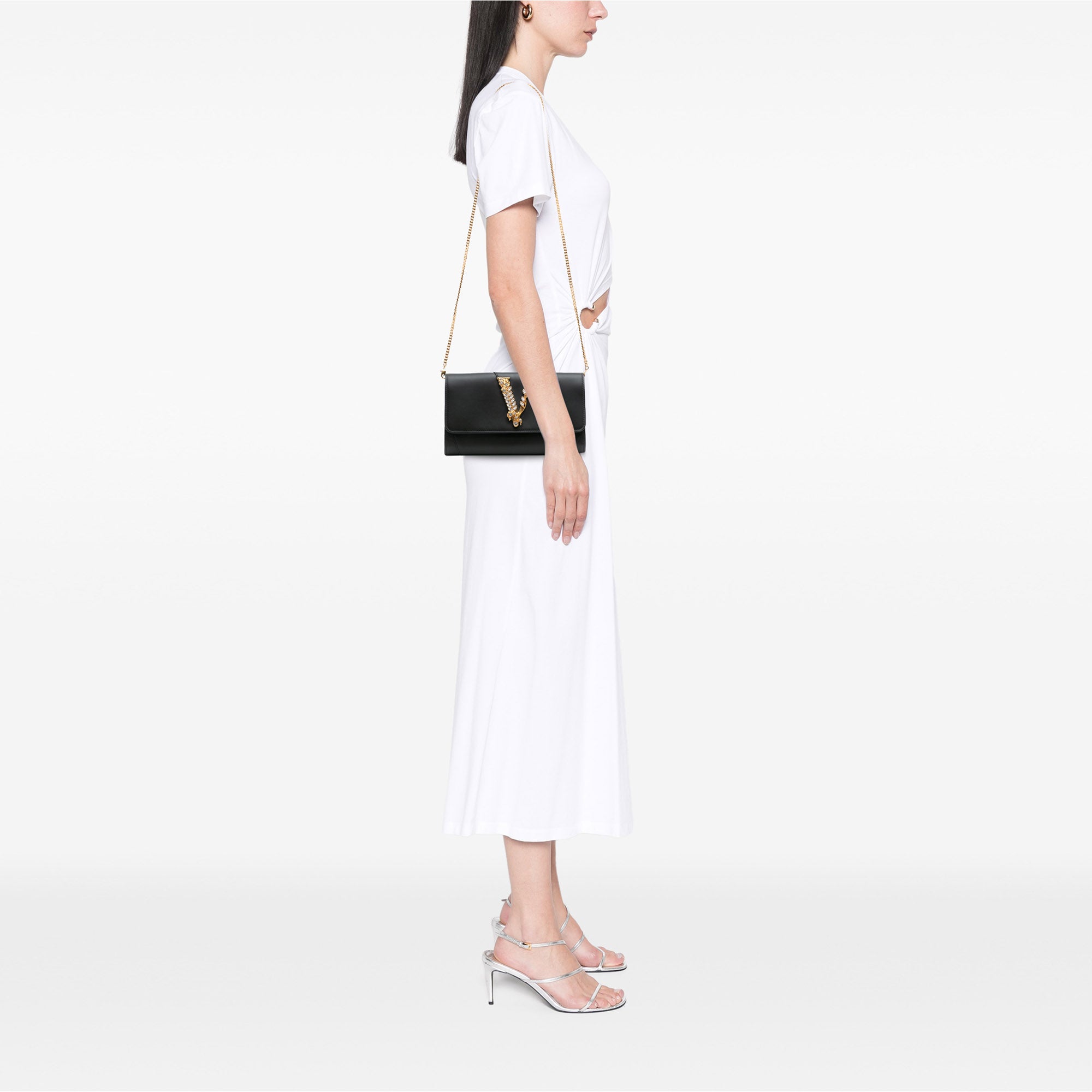 Leather Crystal Virtus Chain Crossbody