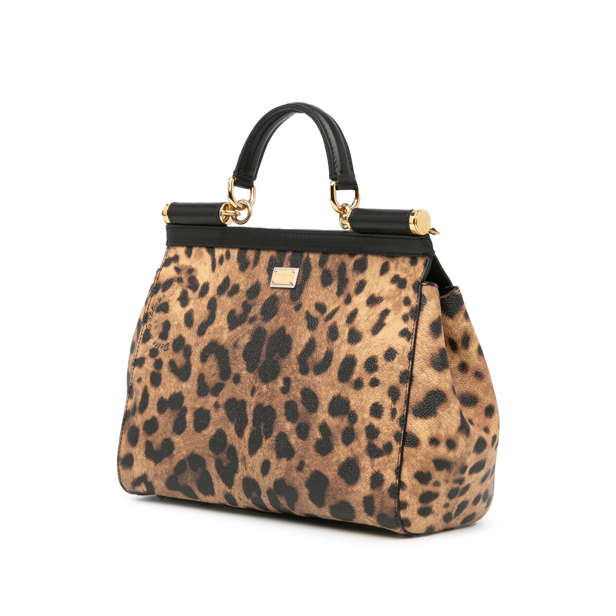 Medium Leopard Print DG Family Patch Miss Sicily Satchel