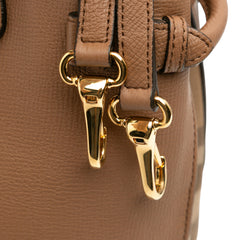 Medium Leather and House Check Banner Satchel