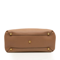 Medium Leather and House Check Banner Satchel