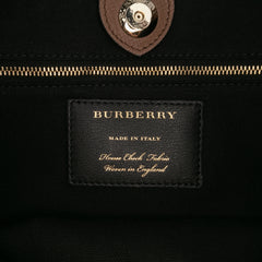 Medium Leather and House Check Banner Satchel
