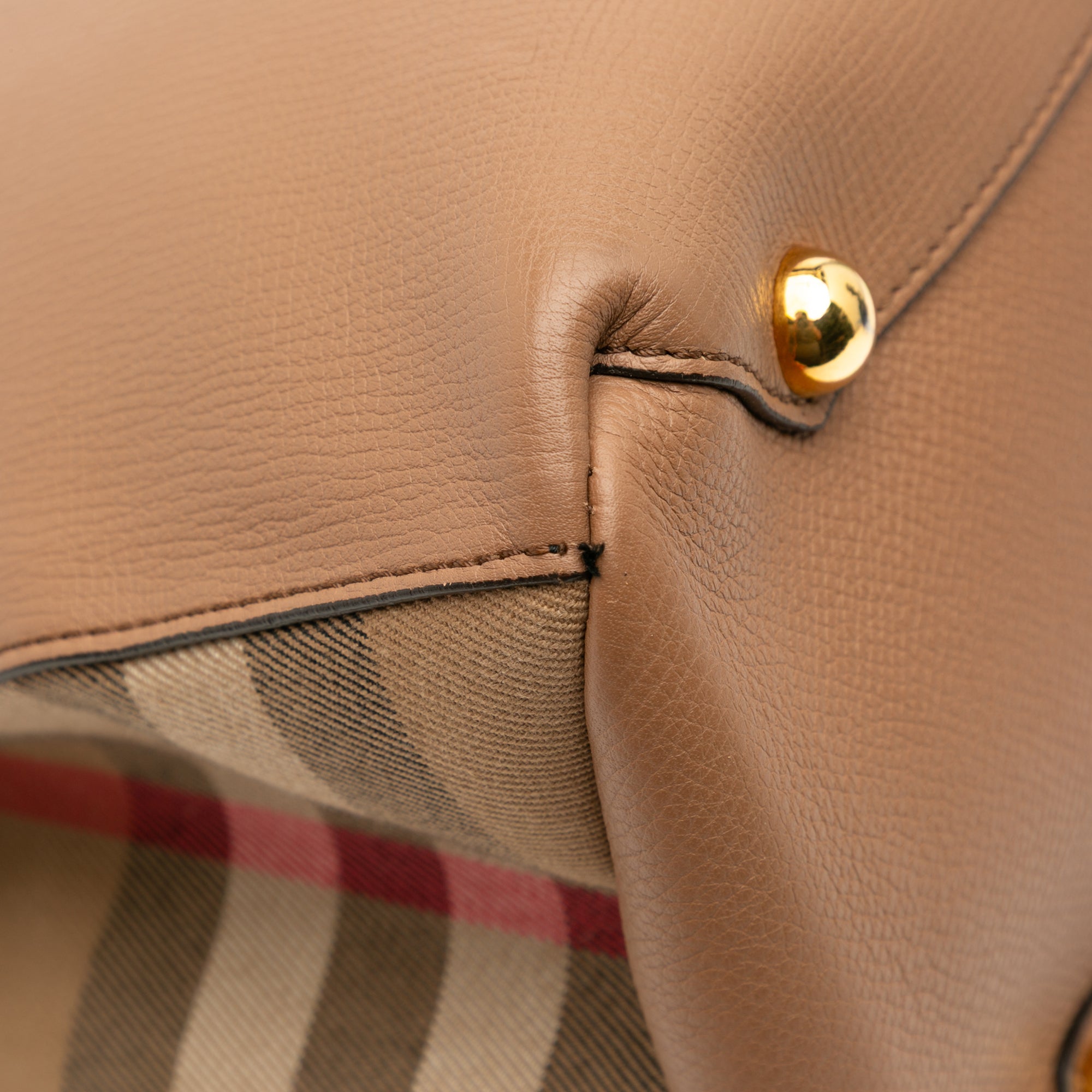 Medium Leather and House Check Banner Satchel