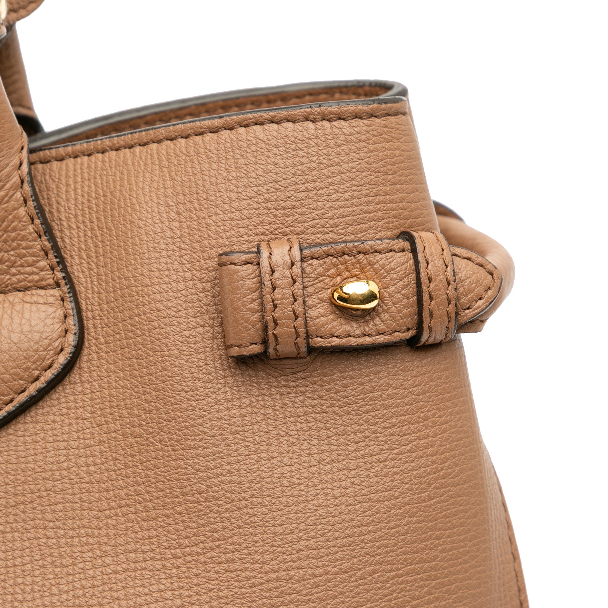 Medium Leather and House Check Banner Satchel