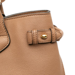 Medium Leather and House Check Banner Satchel