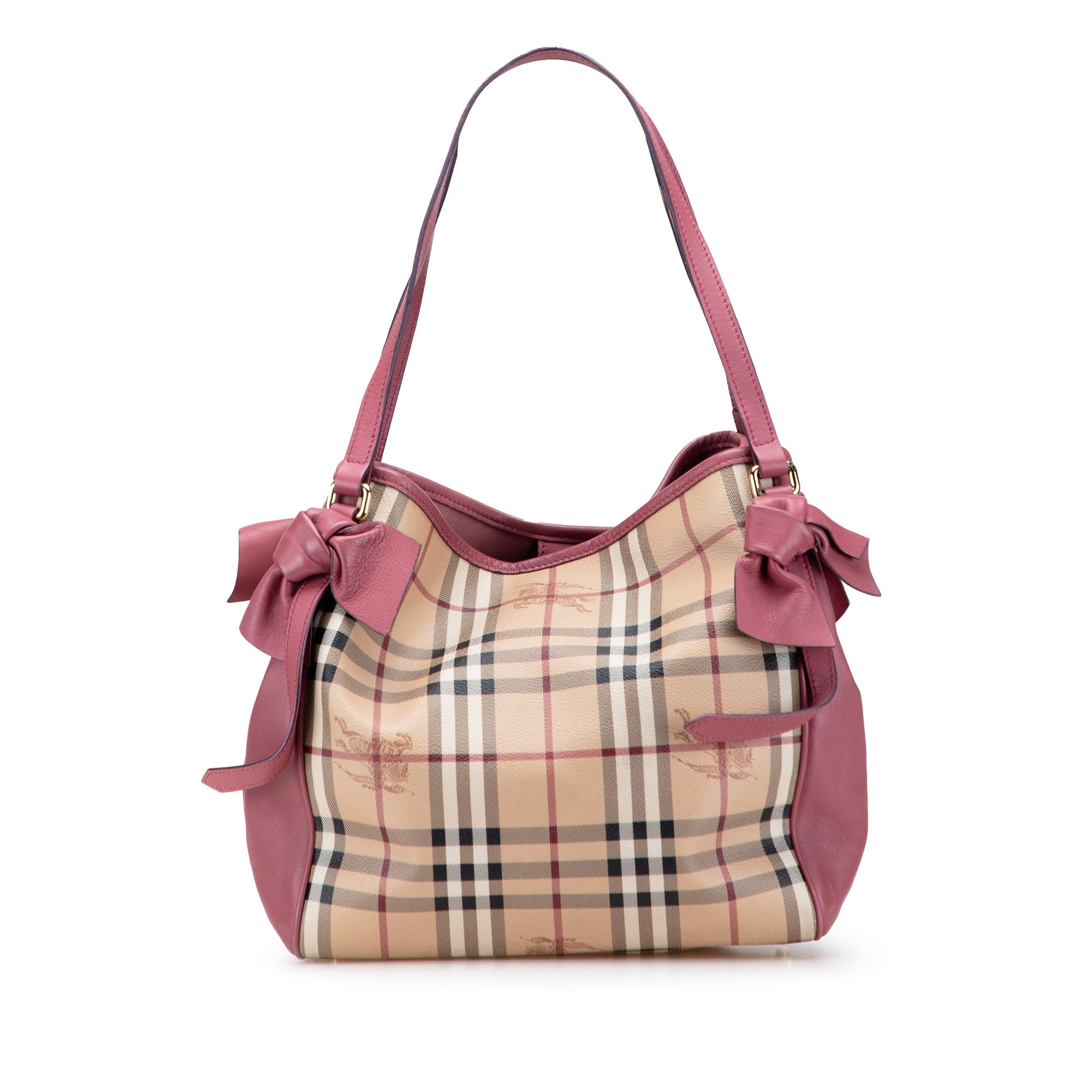 Small Leather Trimmed Haymarket Check Coated Canvas Canterbury Bow Tote