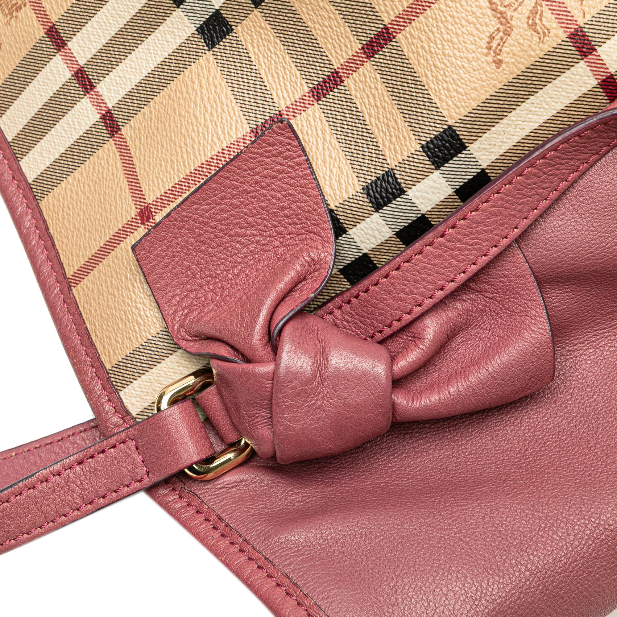 Small Leather Trimmed Haymarket Check Coated Canvas Canterbury Bow Tote