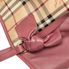 Small Leather Trimmed Haymarket Check Coated Canvas Canterbury Bow Tote
