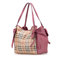Small Leather Trimmed Haymarket Check Coated Canvas Canterbury Bow Tote