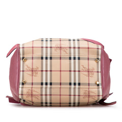 Small Leather Trimmed Haymarket Check Coated Canvas Canterbury Bow Tote
