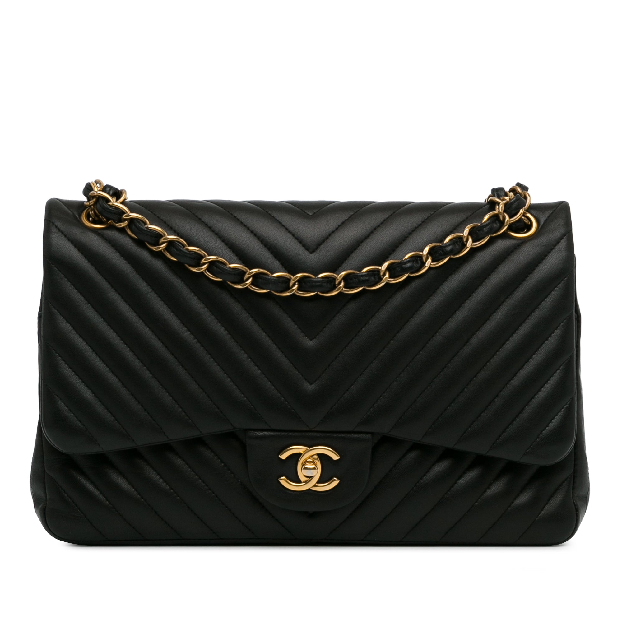 Jumbo Classic Chevron Lambskin Double Flap_0