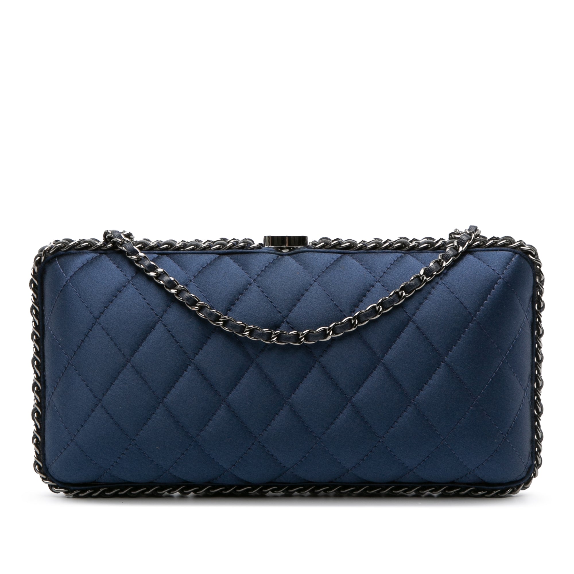 Quilted Satin Chain Around Clutch