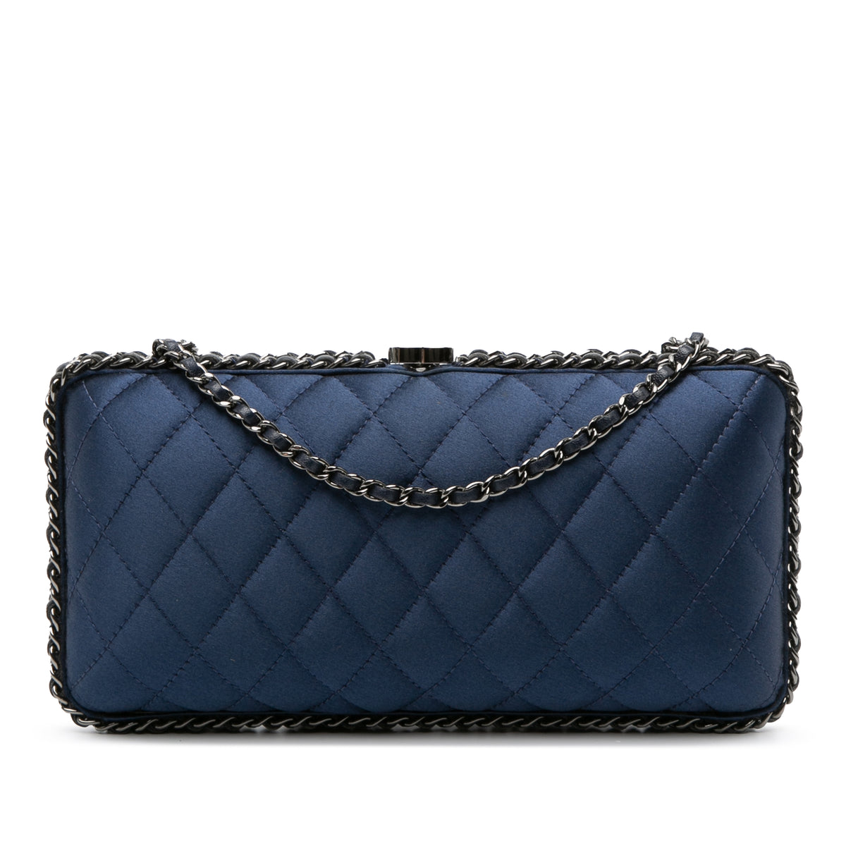Quilted Satin Chain Around Clutch