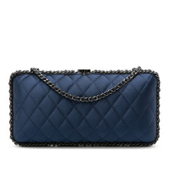 Quilted Satin Chain Around Clutch