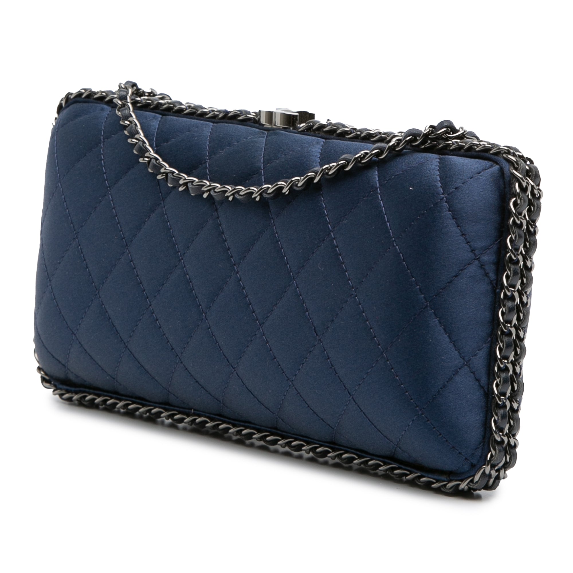 Quilted Satin Chain Around Clutch