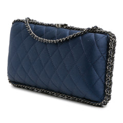 Quilted Satin Chain Around Clutch