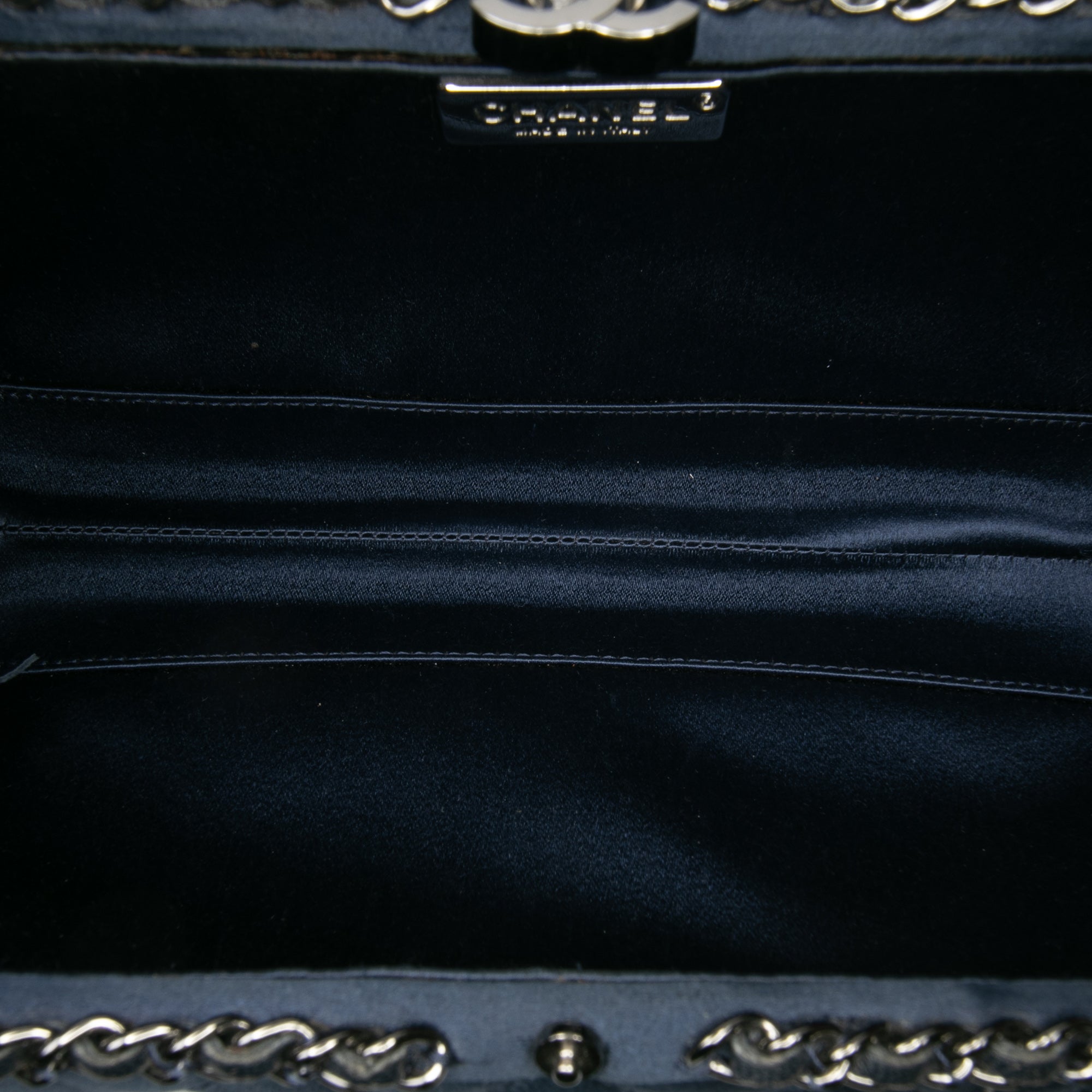 Quilted Satin Chain Around Clutch
