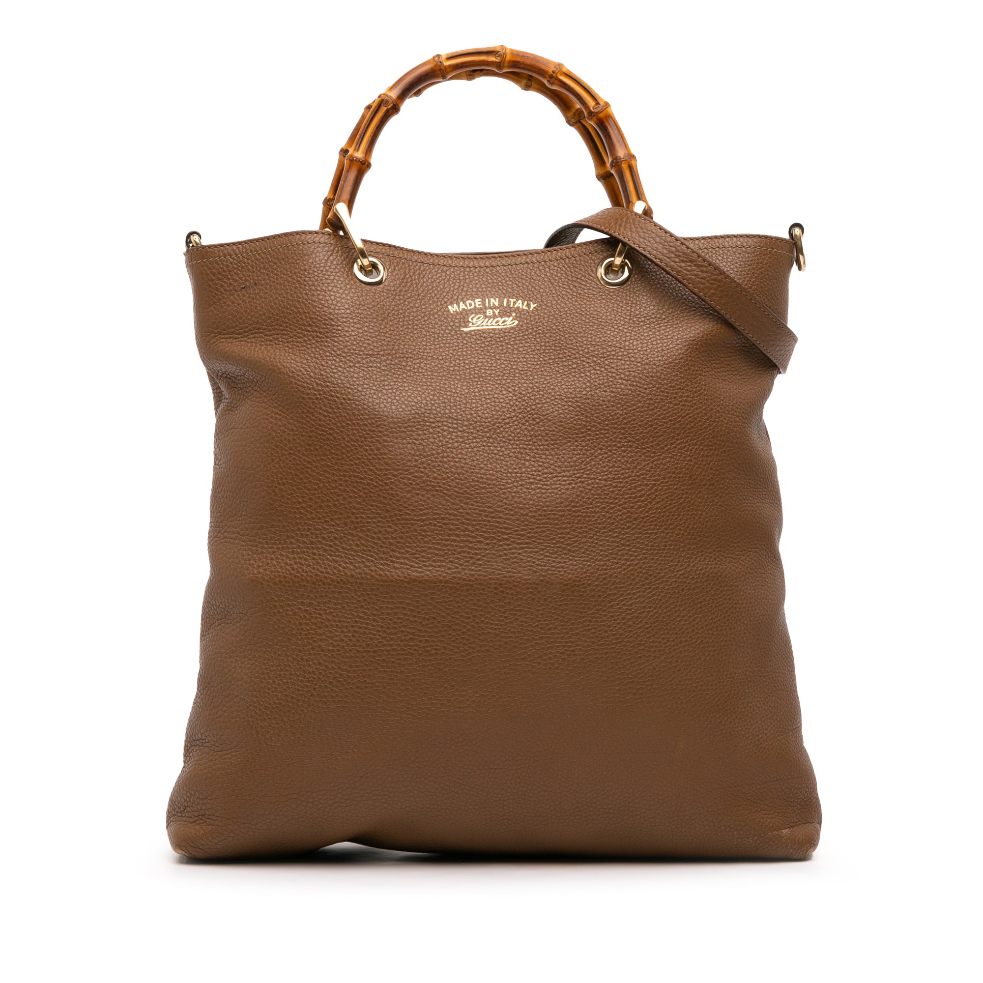 Tall Leather Bamboo Shopper Tote