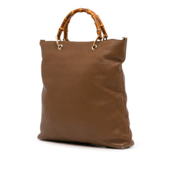 Tall Leather Bamboo Shopper Tote
