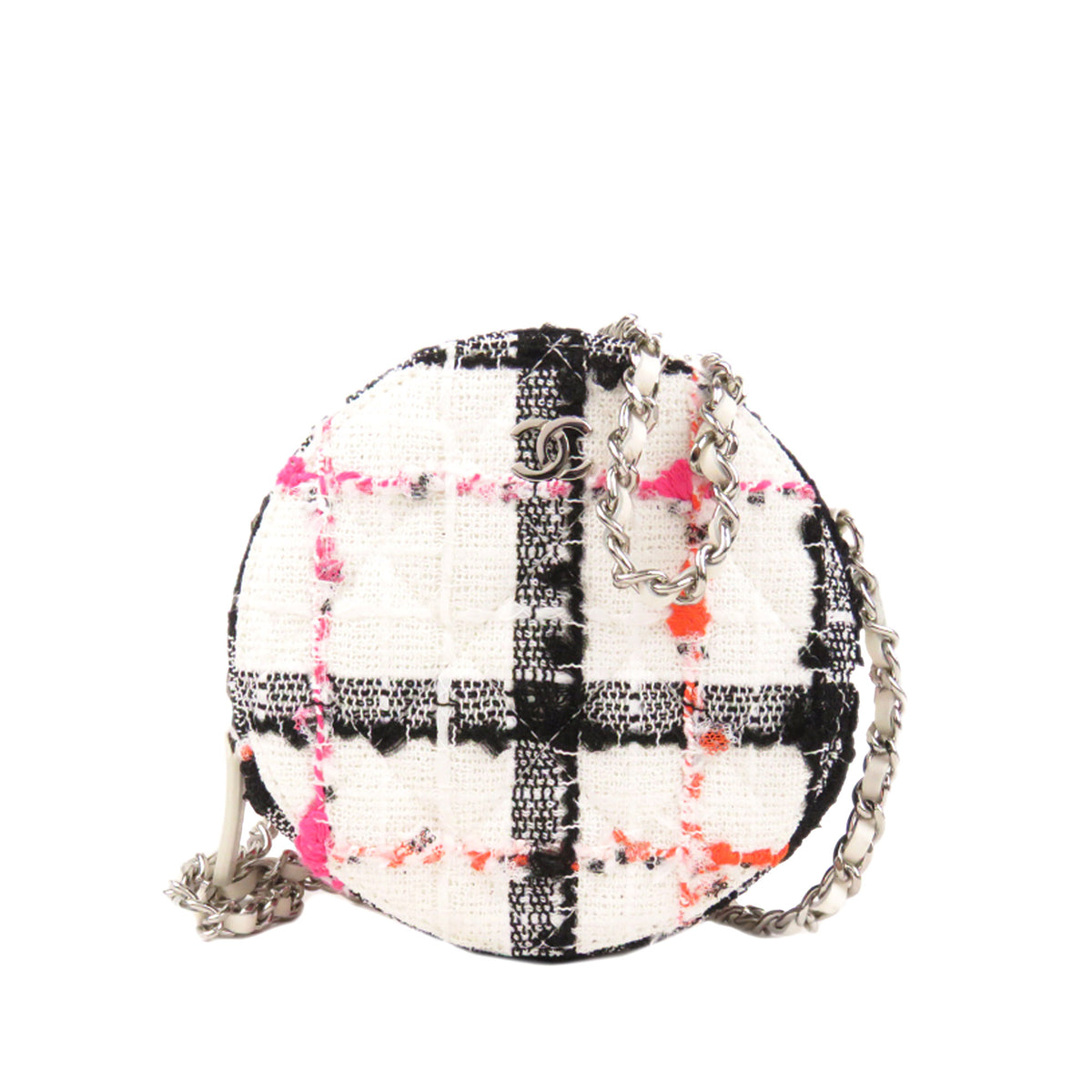 Tweed Round Clutch with Chain