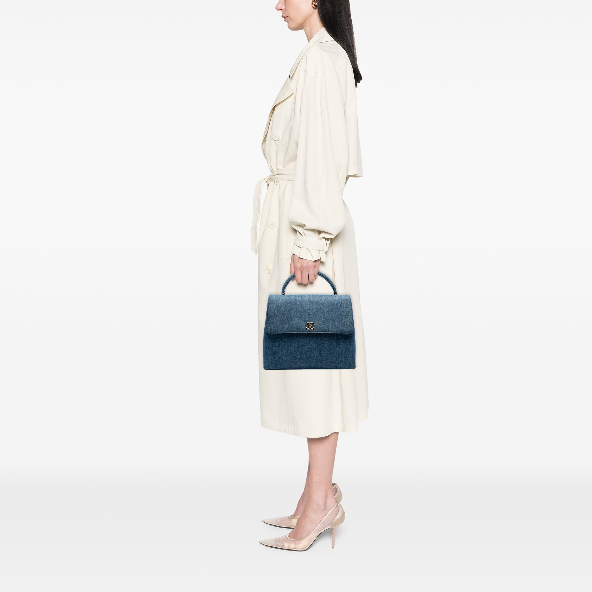 CC Denim Kelly Top Handle Bag