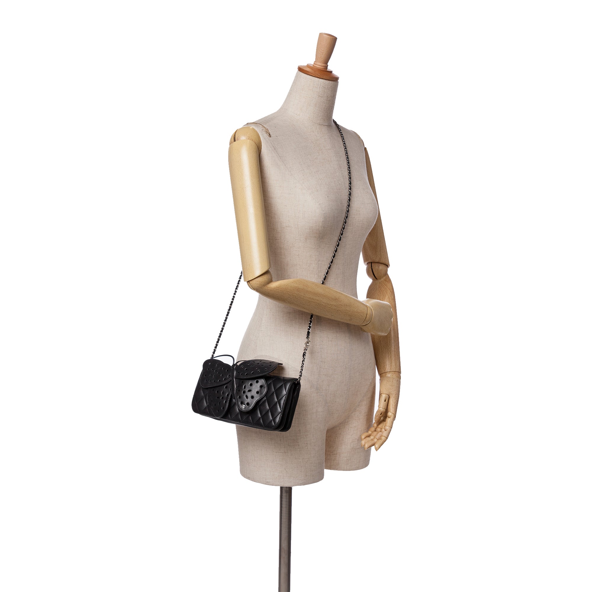 Quilted Lambskin Butterfly Clutch With Chain