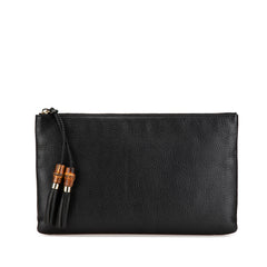 Leather Bamboo Tassel Clutch