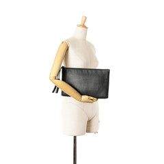 Leather Bamboo Tassel Clutch