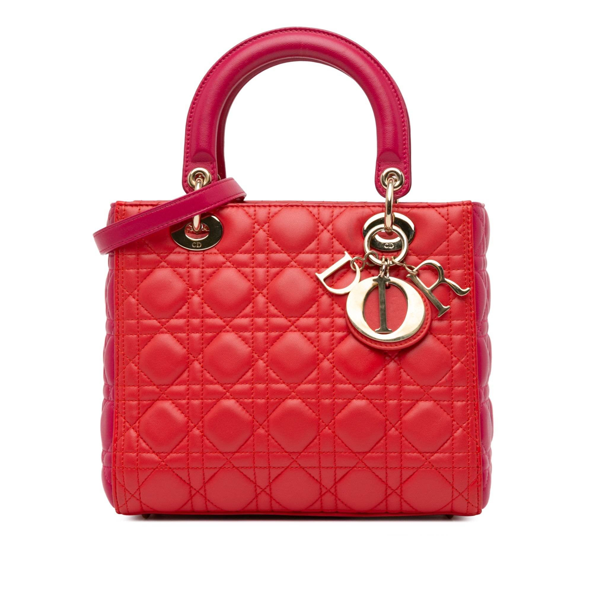 Medium Bicolor Lambskin Cannage Lady Dior