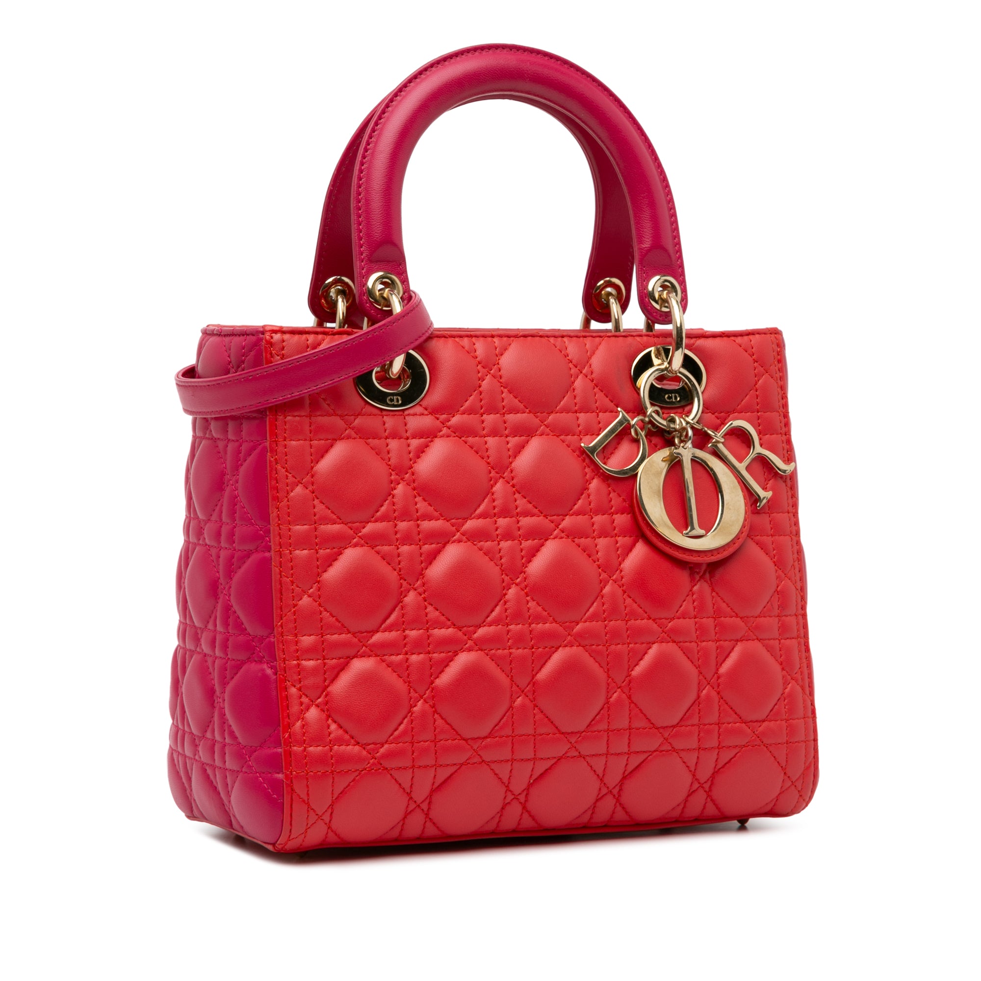 Medium Bicolor Lambskin Cannage Lady Dior