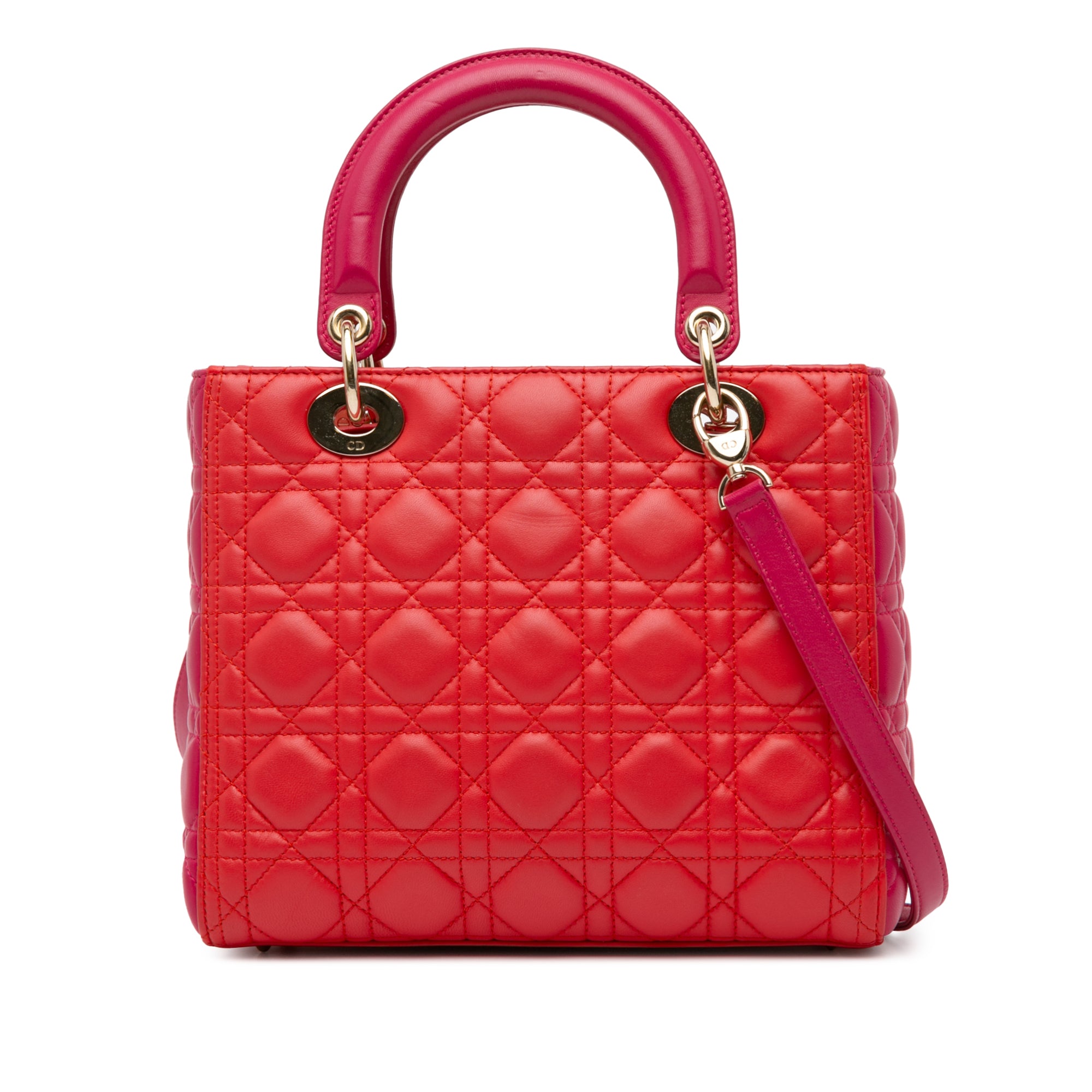 Medium Bicolor Lambskin Cannage Lady Dior