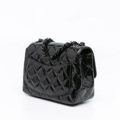 Mini Square Classic Patent So Black Single Flap