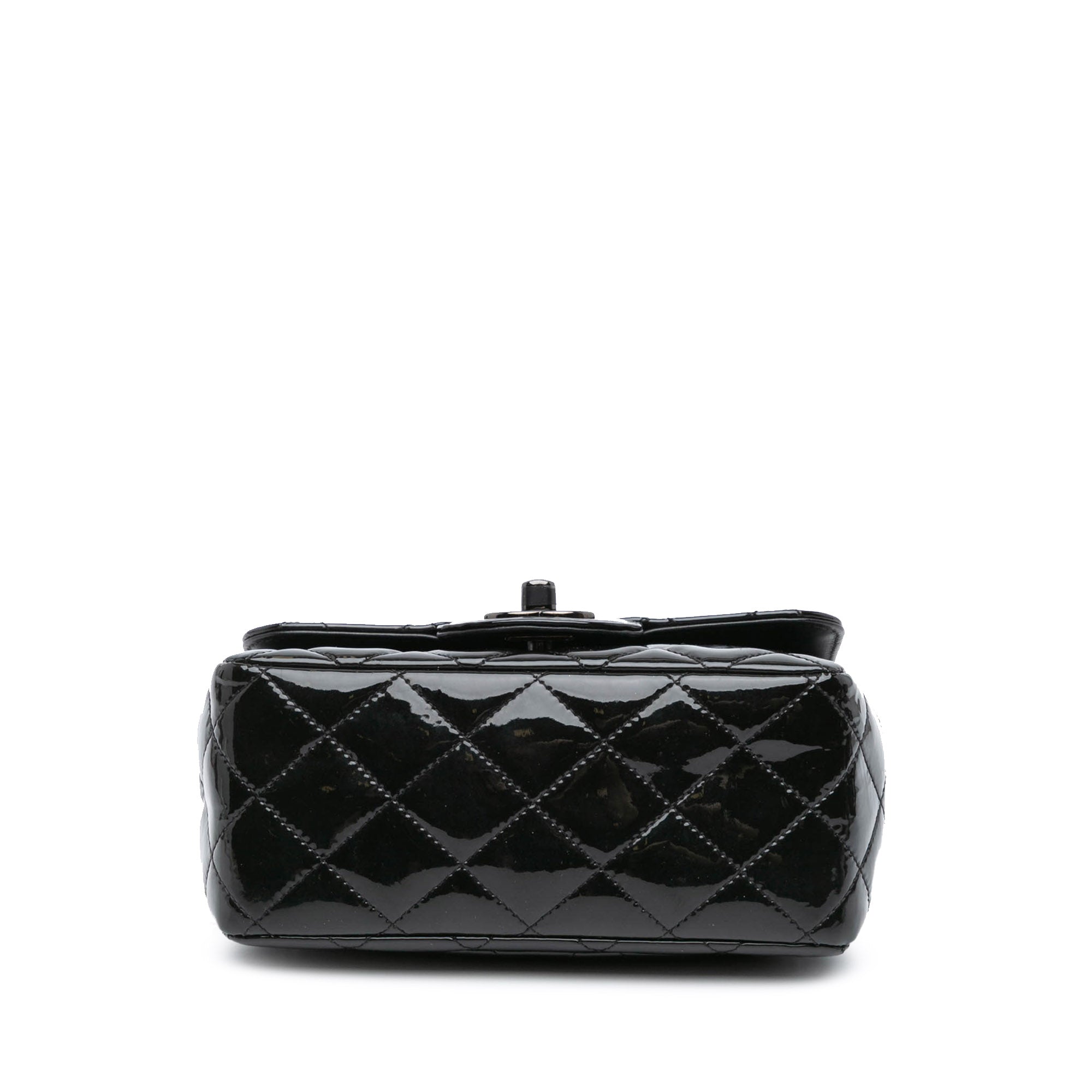 Mini Square Classic Patent So Black Single Flap