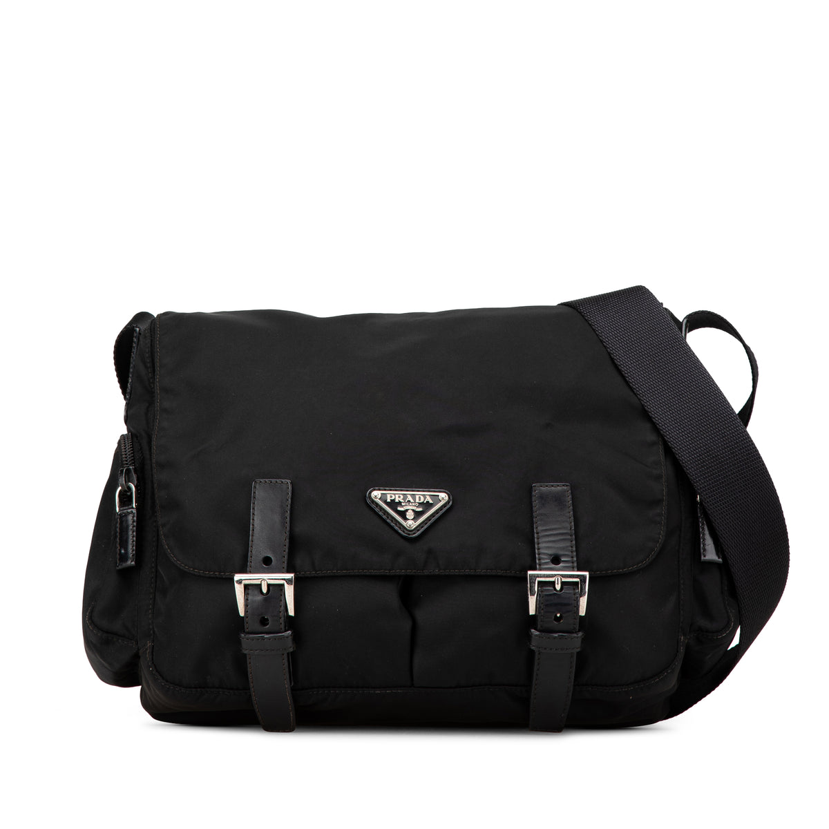 Tessuto Double Buckle Messenger Bag