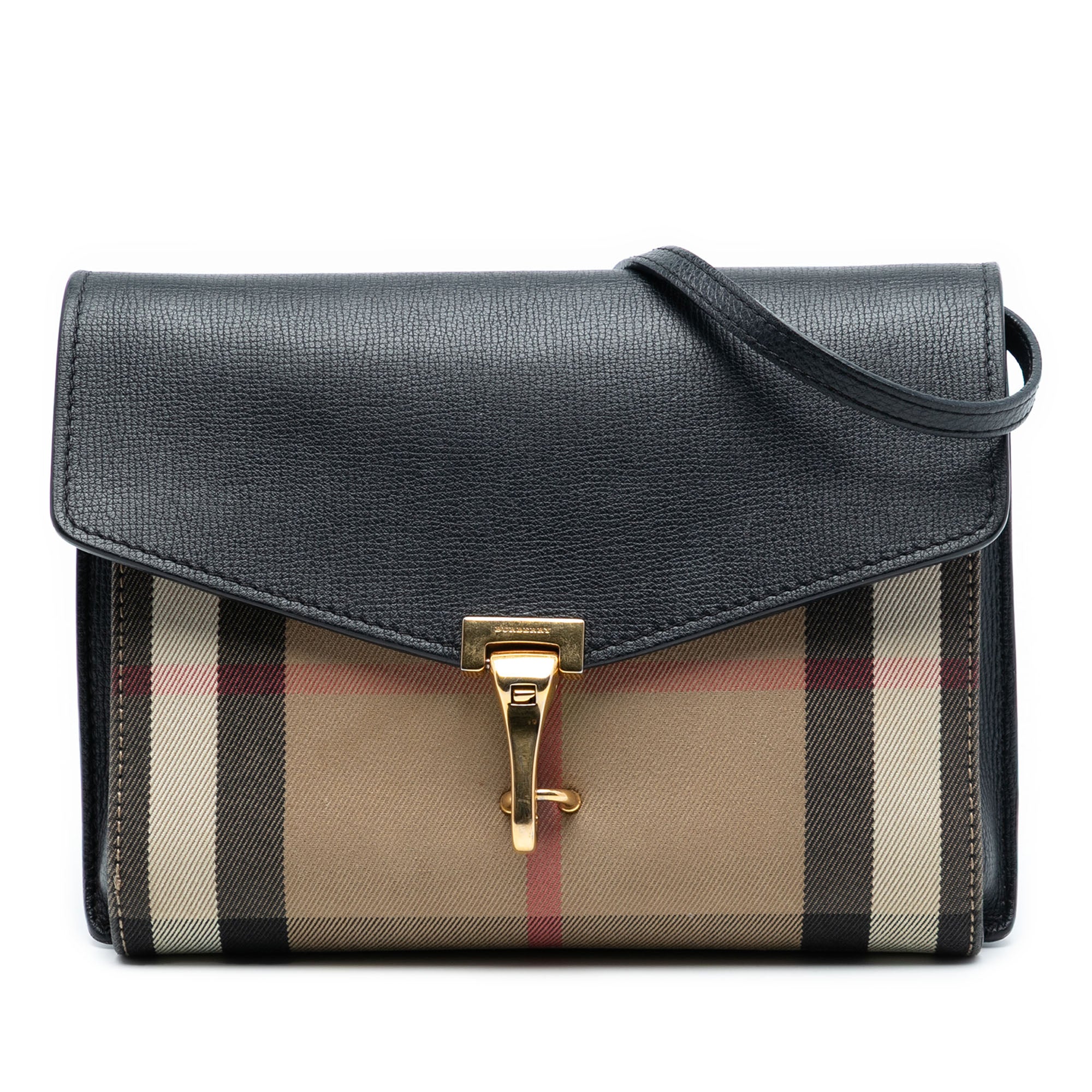 Small Leather and House Check Canvas Derby Macken Crossbody
