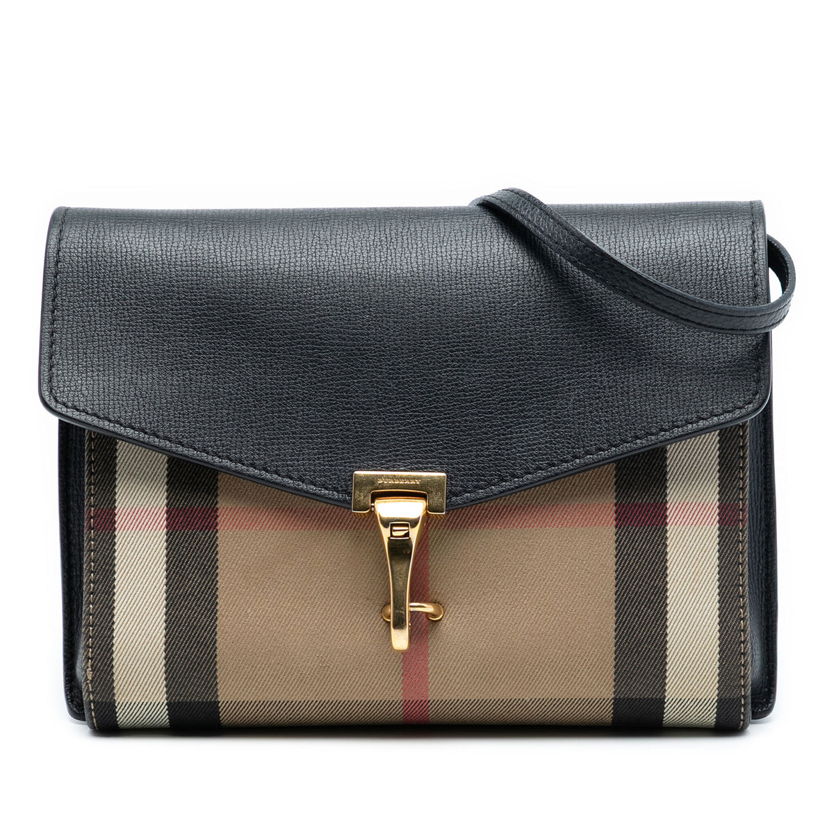 Small Leather and House Check Canvas Derby Macken Crossbody