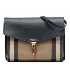 Small Leather and House Check Canvas Derby Macken Crossbody