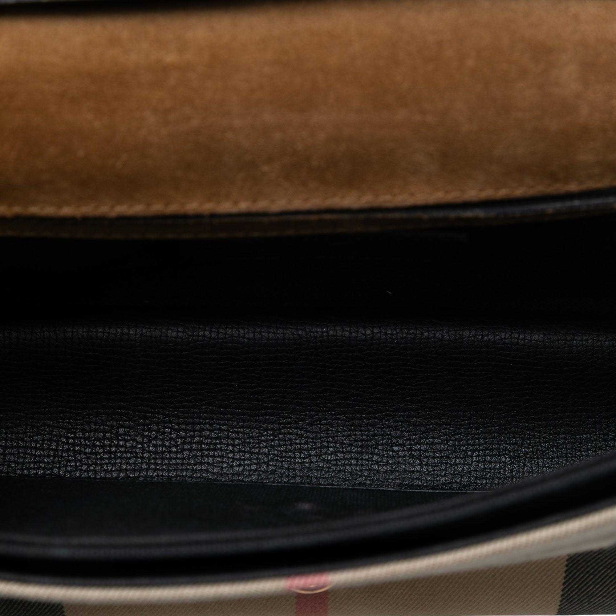 Small Leather and House Check Canvas Derby Macken Crossbody