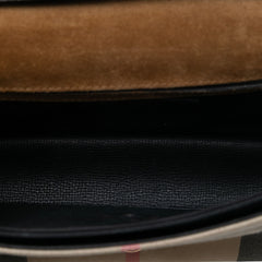 Small Leather and House Check Canvas Derby Macken Crossbody