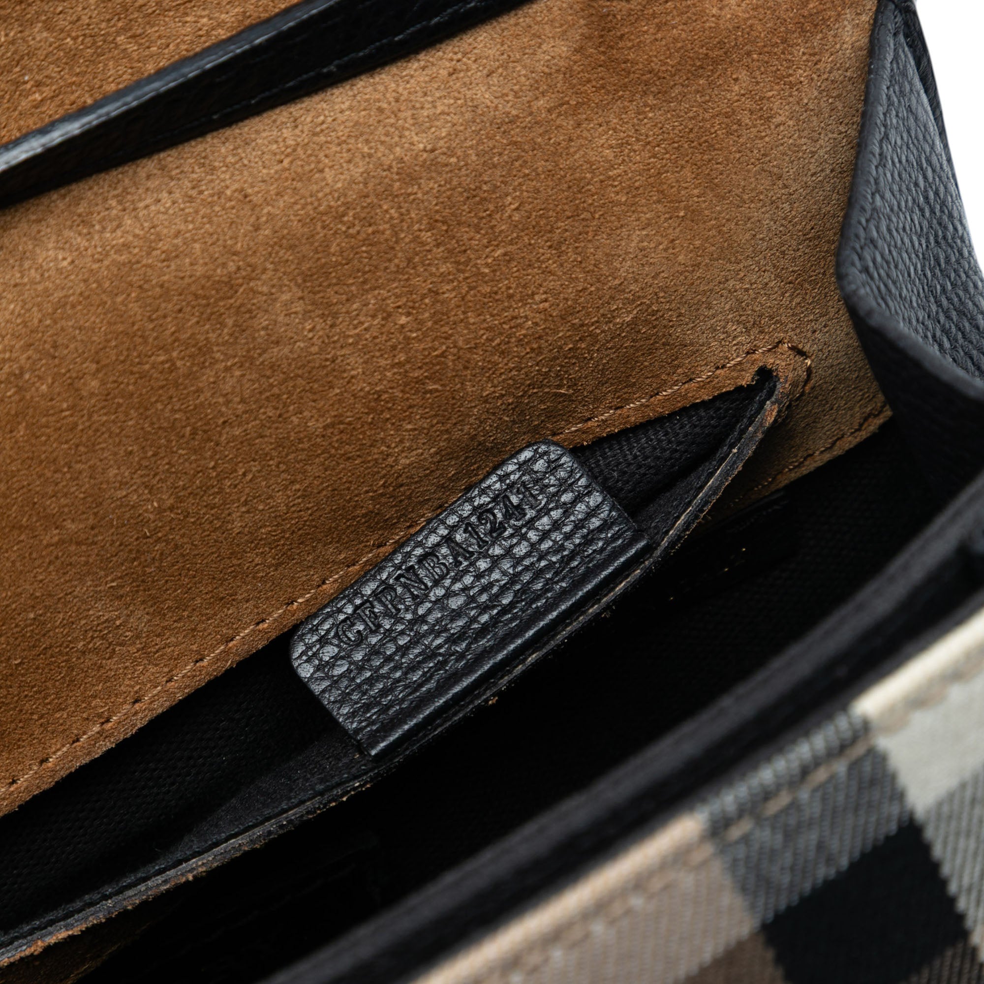 Small Leather and House Check Canvas Derby Macken Crossbody