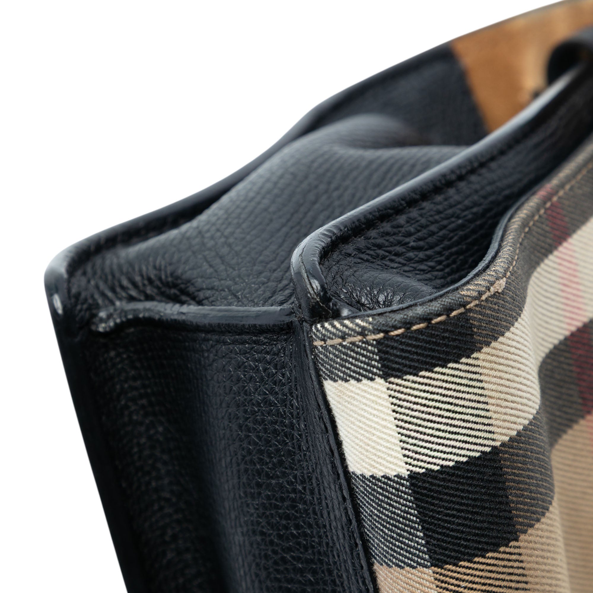 Small Leather and House Check Canvas Derby Macken Crossbody