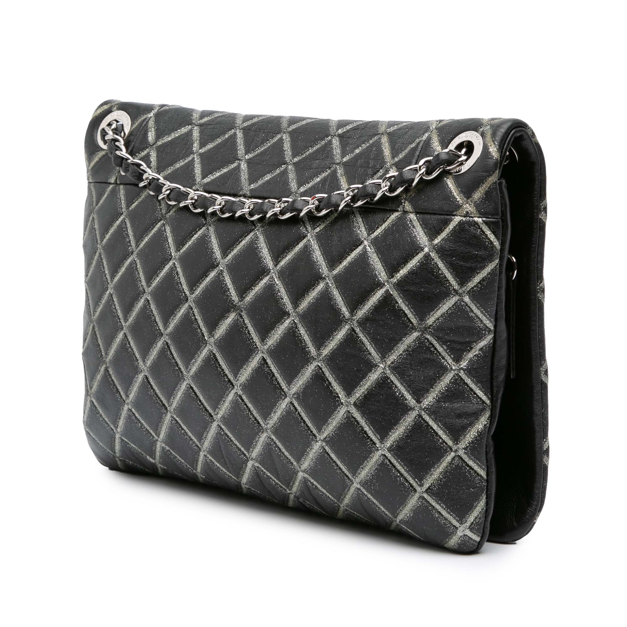 Quilted Metallic Distressed Lambskin CC Crystal Flap
