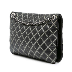Quilted Metallic Distressed Lambskin CC Crystal Flap