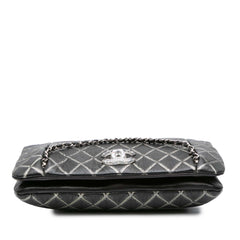 Quilted Metallic Distressed Lambskin CC Crystal Flap