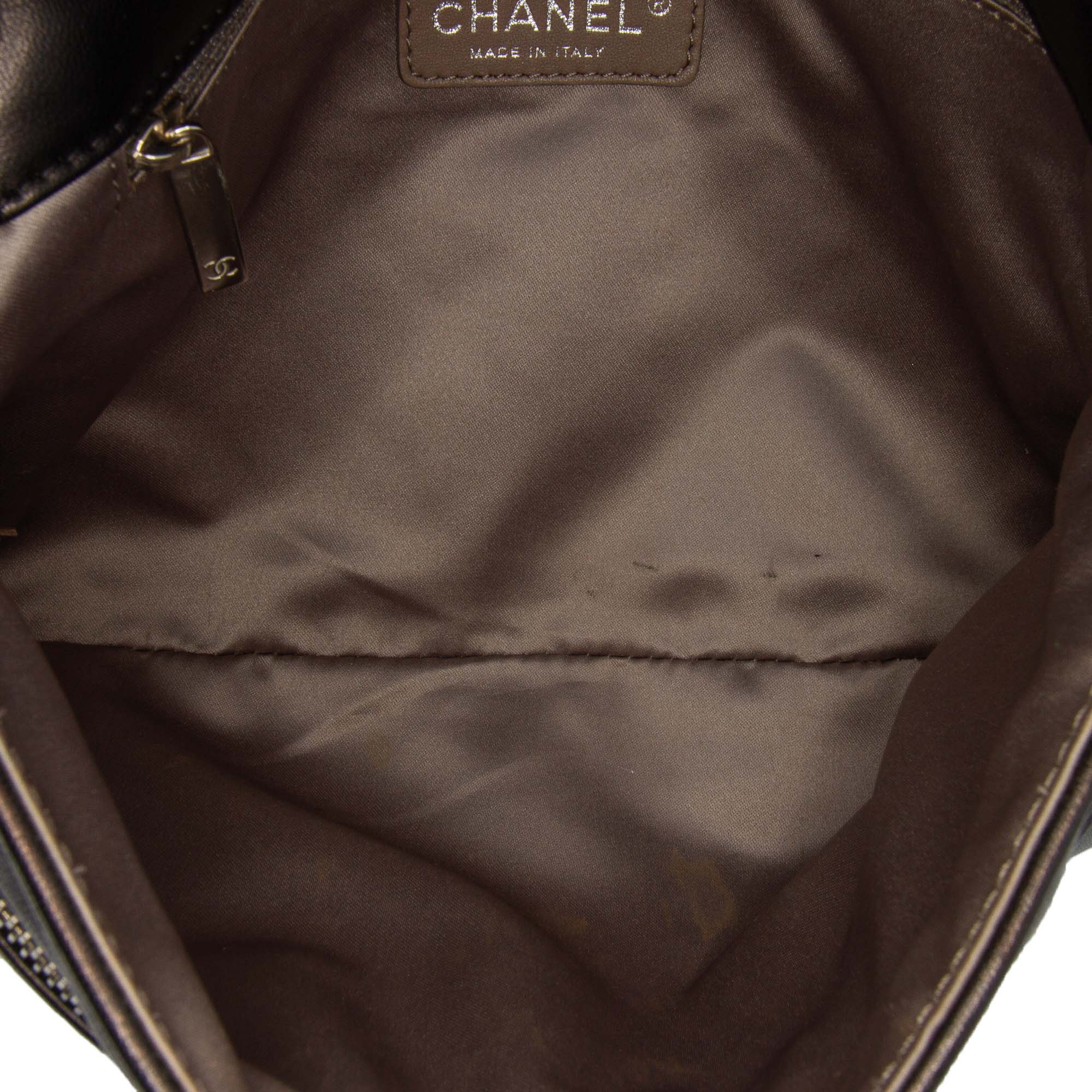 Quilted Metallic Distressed Lambskin CC Crystal Flap