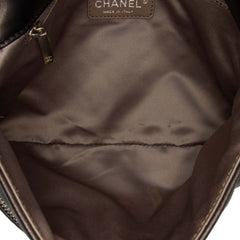 Quilted Metallic Distressed Lambskin CC Crystal Flap