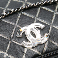 Quilted Metallic Distressed Lambskin CC Crystal Flap