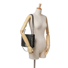 Quilted Metallic Distressed Lambskin CC Crystal Flap