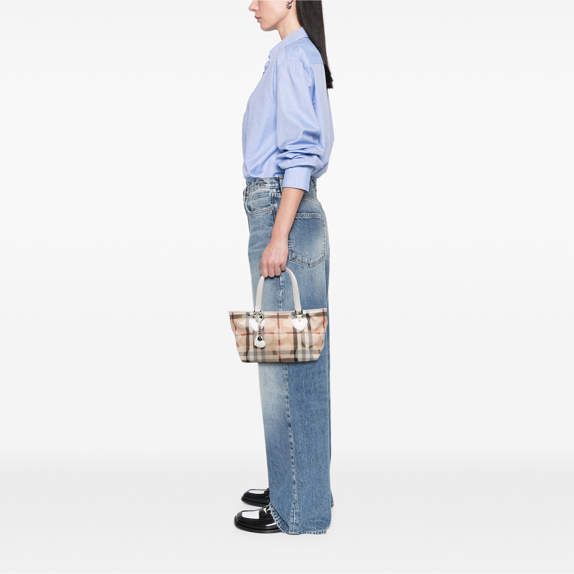 House Check Coated Canvas Hearts Gracie Tote